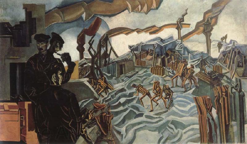 wyndham lewis a battery shelled Norge oil painting art